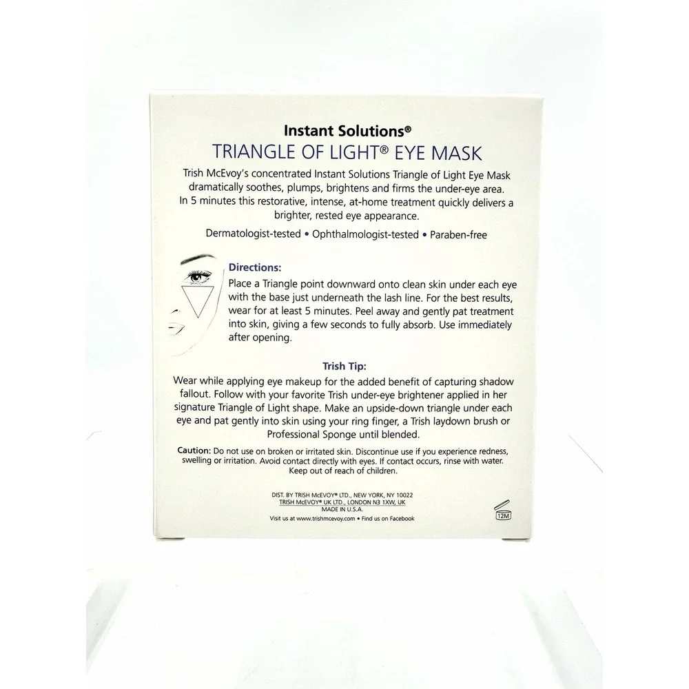 8 Packs-16 pads!-NEW TRISH MCEVOY Instant Solutions Triangles of Light Eye Mask